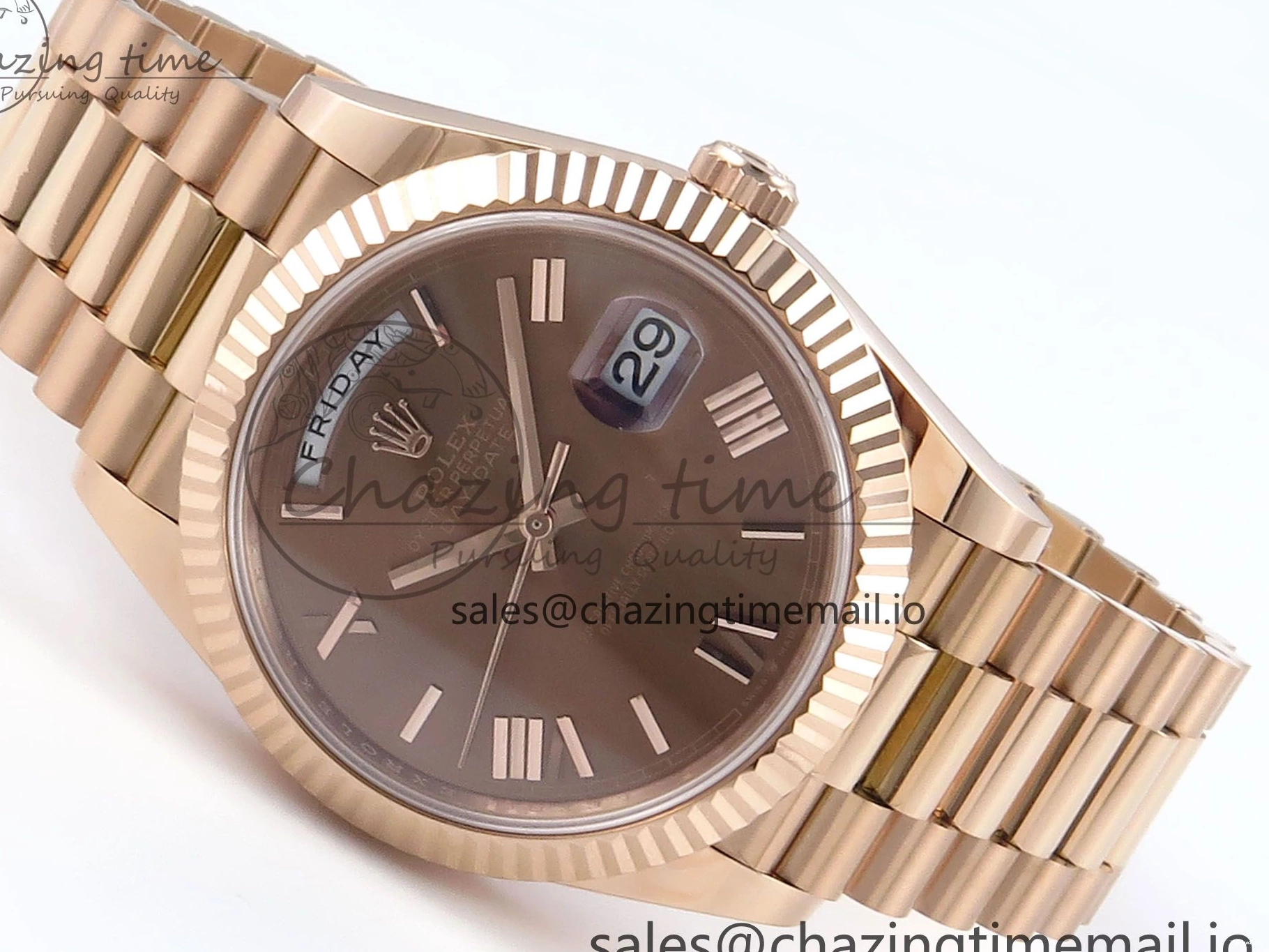 (Gain Best 40 RG A2836 Brown 228235 1:1 Weight) Noob Dial Edition Roman Bracelet President Date Day on 0326